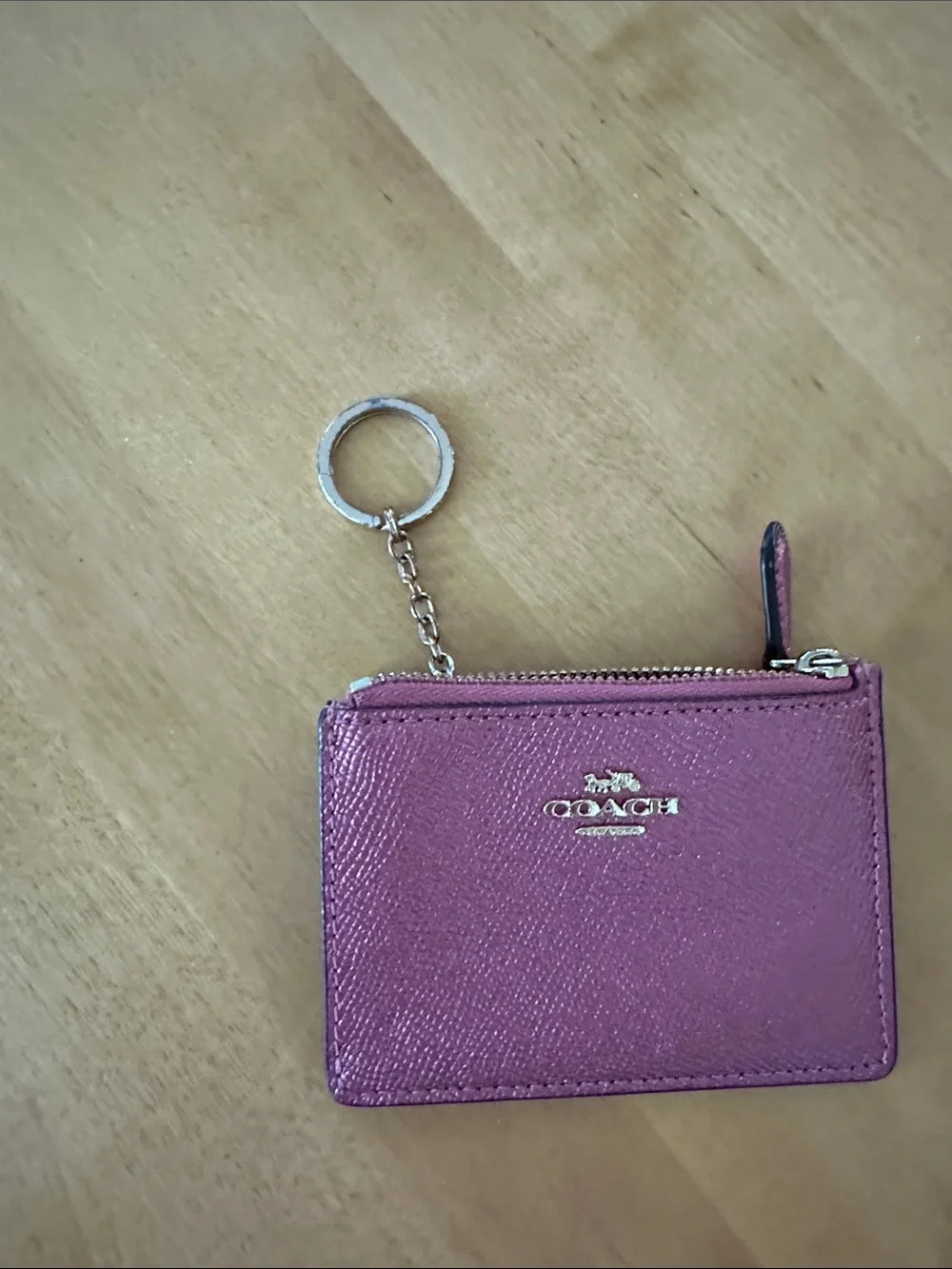 Coach Metallic Rose Pink Zip Card Wallet